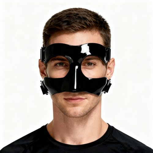 XineYuor Nasenschutz für Gebrochene Nase,Nasenmaske Fussball,Nasenbeinbruch Maske,Verstellbarer Gesichtsschutz mit Polsterung, für Unisex Erwachsen(Schwarz)