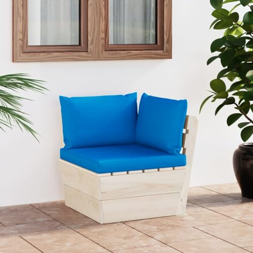 Owoxanthellate Paletten Ecksofa Set Hellblau 60x60x65 cm Imprägniertes Fichtenholz mit Polyester Kissen Modernes Design Robust und Wetterfest für Terrasse Balkon Garten und Wintergarten