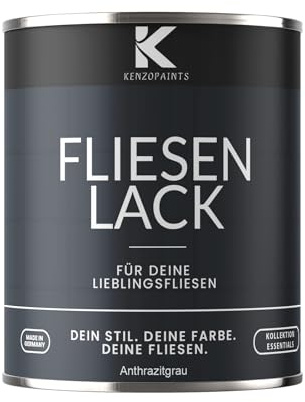 KENZOPAINTS Fliesenlack Fliesenfarbe Seidenmatt Farben Lack Fliesen Wand Boden Bad Küche Wandfliesen Bodenfliesen (Anthrazitgrau - RAL 7016, 2,5 Liter)