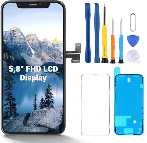 Wvoillty Display für iPhone 11 Pro 5,8 Zoll LCD – FHD Ersatzbildschirm mit Touchscreen Digitizer, Rahmen & Reparaturset, Komplettset für Display Austausch