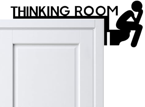 Metallschild für Denkzimmer, lustiges Badezimmer-Türaufsatz-Schild, schwarze Toilettentürdekoration, Wandkunst für Zuhause, Toilette, Männer und Frauen (rechte Seite, A)