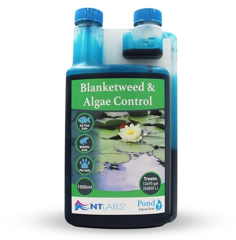 NT Labs Pond Aquaclear, Blanketweed & Algae Control, Blue Dye For Pond Water/Water Features, Stops The Growth of Green Algae and Blanket Weed, Filters Out UV Light (1000ml - Treats 56,800L)