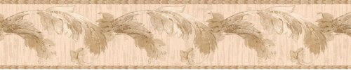 Brewster 418B247 Borders and More Deep Leaf Scroll Trail Wall Border, 4.5-Inch by 180-Inch, Beige