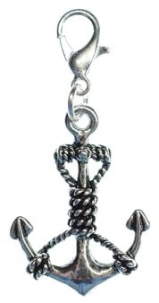Miniblings Anker mit Seil 1 maritim Charm Zipper Pull - Handmade Modeschmuck I Kettenanhänger versilbert - Bettelanhänger Bettelarmband - Anhänger für Armband