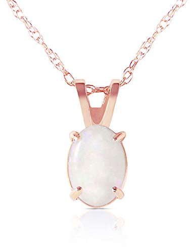 Galaxy Gold 14k 14 Rose Gold Oval-Shaped Natural Opal Pendant Necklace