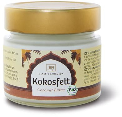 Classic Ayurveda - Bio Kokosfett (VCO) - 180 ml - 100% Natives Kokosfett mit Kokosgeschmack, ideal zum Braten und Backen