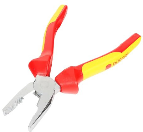 Dönges Kombizange 200 mm VDE isoliert | DIN ISO 5746 | Made in Germany | für weichen und harten Draht | Farbe: rot/gelb | Seitenschneider, Elektrikerzange