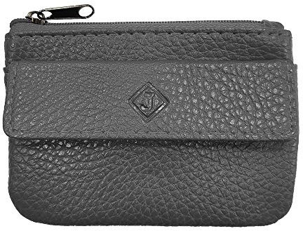 Porte Monnaie Cuir Homme/Femme pour Billets, Carte, Monnaie et clé, 2 Fermetures, Compact, en Plusieurs Couleur (Gris)-LOLUNA®