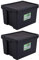 Wham Bam 100% Recycled Super Strong Impact Resistant Black Re-Usable Storage Boxes With Lids 45 Litre 50 x 39.5 x 32cm (2 Boxes)