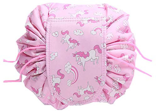Trousse Maquillage, Freesiom Sac Cosmétique Paresseux Magique Femme Licorne Grande Capacité Cordon Pliable Organisateur Toilette Voyage Cadeau Pas Cher Bleu