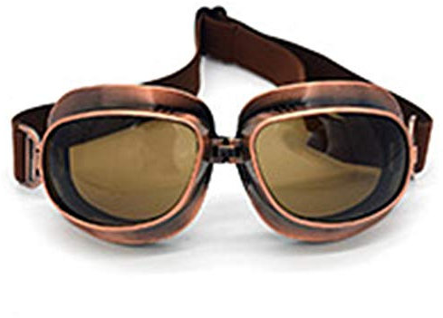 evomosa Vintage Motorradbrille, Sportbrille für Motorräder (Kupfer schwarze Linse)