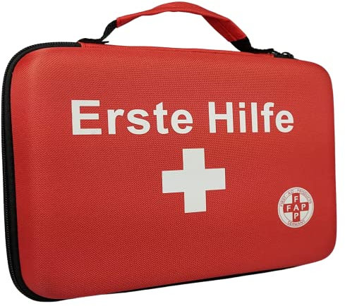 HierBeiDir ERSTE Hilfe Tasche, Eva-Bag, INKL. DIN 13157, Erste Hilfe Koffer, Verbands-Kasten gemäß ASR, für Freizeit, Büro & Betrieb, inkl. Tragegriff