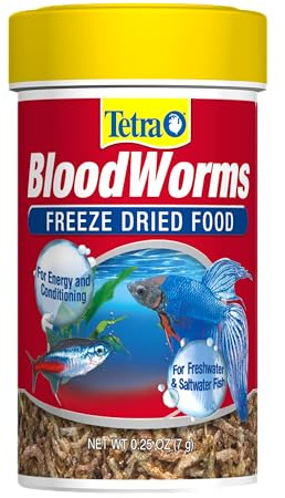 Tetra BloodWorms 0.25 Oz, Freeze-Dried Food for Freshwater and Saltwater Fish, Seafood (Pack of 1)