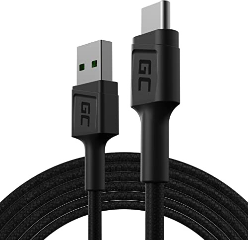 Green Cell PowerStream USB-C Kabel 2m USB-A QC 3.0 480 Mbit/s | Kompatibel mit Samsung, Huawei, LG und Xiaomi – mit Nylongeflecht, Quick Charge 3.0 und 480 Mbit/s Datenübertragung