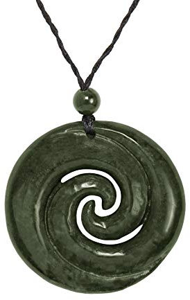 81stgeneration Anhânger Halskette Doppel Koru Runde Scheibe Handgeschnitzte Nephrit-Jade für Herren