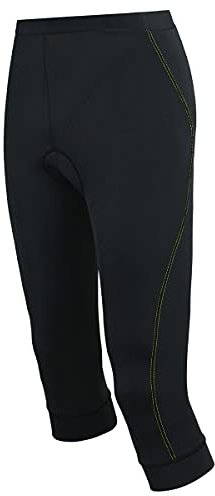 Airtracks Damen Fahrradhose Kurz 3/4 Radhose Comfort Line 3/4 Lang MTB Radlerhose Mountainbike 3D Coolmax Gepolstert Atmungsaktiv Reflektoren XS S M L XL XXL 3XL 4XL - schwarz-neon - L