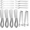Linwnil 14 Pieces Cheese Butter Spreader Knife Set, Stainless Steel Cheese Butter Spreader Knives Cheese Slicer and Handles Mini Serving Tongs Spoons and Forks for Butter
