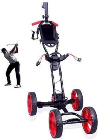SHUKUILIUDT Golfwagen Golftrolley Elektrischer Golf-Trolley, Golf Caddy mit Schirmhaltern, 4-Rad Golf Push Cart mit Standplatz-Anzeiger, Carry Einfachen und Falten, for Golf-Liebhaber