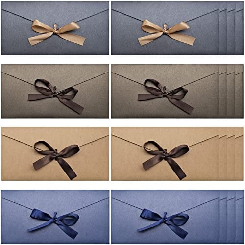 Cisolen 20 Stück Kraftpapier Umschläge Retro Kraftpapier Vintage Kraft Briefumschläge Mit Schleife Kraft Umschläge Farbig für Einladungen, Grußkarten Postkarten Geschenke