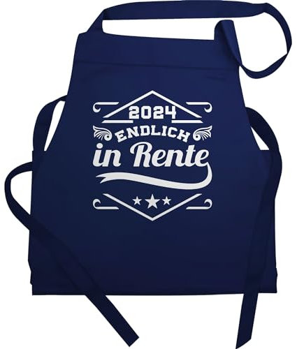 Schürze Geschenk - Rentner - Erwachsene - 2025 Endlich in Rente - 60x87 - Navy Blau - retirement kochschürze zum ruhestand küchenschürze pension grillschürze pensionär baumwolle pensionisten