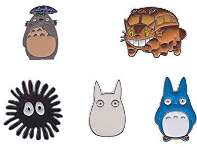 Amasukami Lot de 5 badges chat avec personnages d'anime, Small, Métal, Pas de gemme