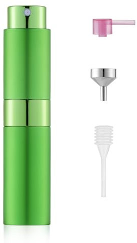 Toureal Vaporizador de perfume recargable vacío de 8 ml, botella de viaje para hombres y mujeres, botella de viaje para viajes (verde)