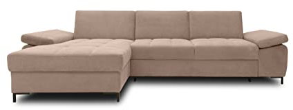 DOMO. collection Ecksofa Curacao, Schlafsofa mit Federkern und Armlehnfunktion in L-Form, Couch mit Schlaffunktion, Sofa, Polsterecke 297 x 160 x 84 cm (BxTxH), coffee (braun)