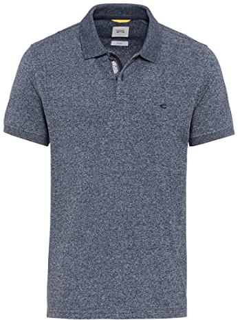 camel active Herren Kurzarm Poloshirt Regular Fit | Basic Poloshirt aus nachhaltigem Baumwollmix in Grau Blau Dunkelgrau und Grün