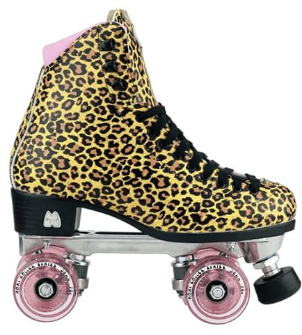 Moxi Quad Rollschuhe I Lolly Set I Beach I Jungle I Bunny I Größe 31-45 I Kinder I Mädchen I Frauen I Damen I Disco I Roller I Skates I Classic (Beach Jungle Leopard Pink, US 7 / EU 38-39)