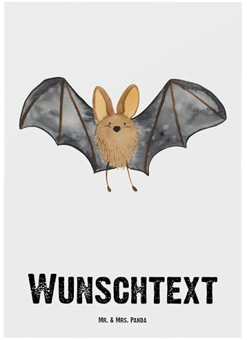 Mr. & Mrs. Panda Personalisierte Postkarte Fledermaus Flügel - Geschenke, Bedrucken, Lustige Sprüche, mit Namen, Karte, Wunschtext, Einladung, Geschenkkarte