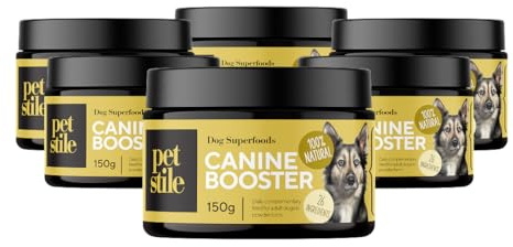 Petstile Canine Booster mit Grünlippmuschel-Extrakt für Hunde - Expertenformulierte Superfood-Mischung mit 26 Wirkstoffen - 150g Pulver