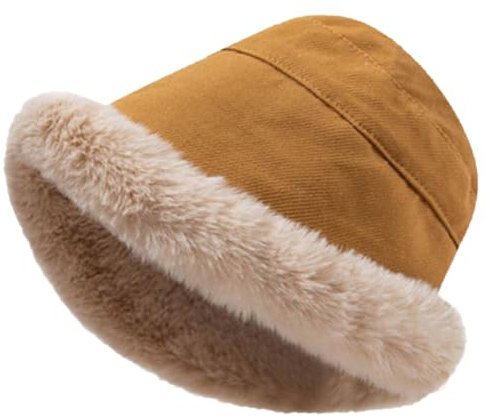 Rayson Damenmützen Winter Gefüttert Weit Elegant Mütze Damen Winter Bommel mit Ohrenschutz Fischerhut Damen Winter Winddichte Mütze Fleece Futter(Khaki,One Size)