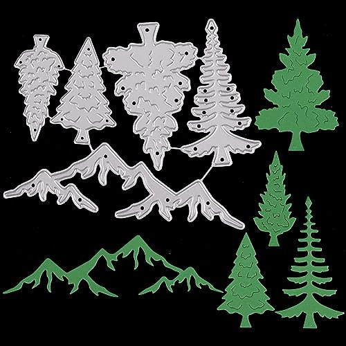CRASPIRE Christmas Tree Metal Die Cuts Mountain Forest Cut Stencils Pine Tree Plant Merry Christmas Cutting Dies for Holiday DIY Scrapbook Embossing Album Photo Paper Card Craft Festival Decor