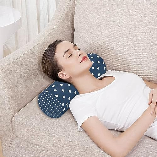 ZRWLUCKY Weiß Polka Dots Marineblau Minimalistisches Yoga Bolster Kissen Rundhals Rollkissen mit Bezug Rundkissen für Rücken Nacken Rückenkissen Nackenrolle Kissenbezüge mit Reißverschluss