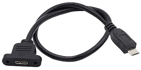 cablecc Câble d'extension micro USB 2.0 mâle à 5 broches 480 Mbps vers micro USB 3.0 type B femelle à visser 50 cm