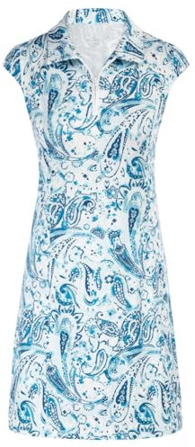 Jack Smith Damen Tenniskleid mit Shorts Dehnbares leichtes Kleid für Sport Blauer Druck L