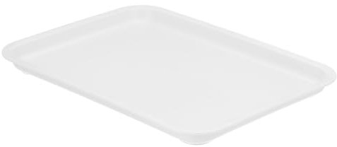 PATIKIL 15x10 Fast Food Tray, Plastic Reusable Multi-Purpose Rectangle Serving Tray for Cafeteria Restaurant Home Kitchen, White