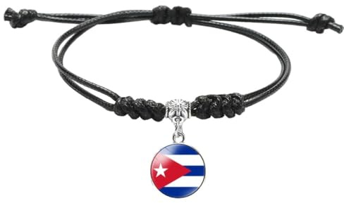 Geflochtenes Armband Mit Kuba-Flagge – Verstellbarer, Geschichteter, Gewebter Armreif, Patriotischer Schmuck, Paar-Armband, Unisex-Charme, Schicker Nationalflaggen-Abzeichen-Anhänger, Souvenir, Abs