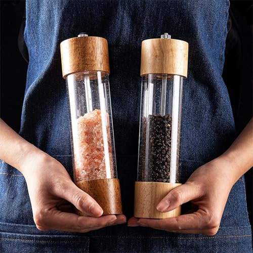 COZHYESS Molinillo de Pimienta de 2 Piezas, Molinillo de Pimienta, Molinillo de Sal, con Núcleo de Cerámica Ajustable, Fino Grueso Ajustable, para Sal Gruesa, Pimienta Negra, Pimienta Blanca, etc.