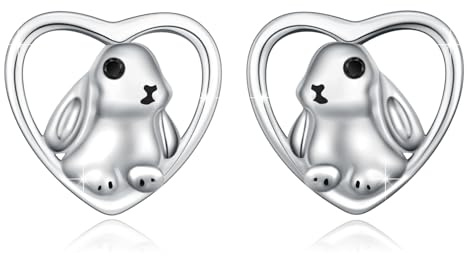 Tier Ohrringe Damen 925 Sterling Silber Fuchs/Hase/Koala/Schwein Creolen Ohrringe Huggie Kleine Kreolen Ohrringe Tier Schmuck Muttertags Geschenk für Frauen Mädchen Kinder
