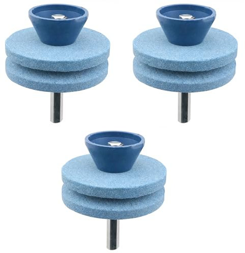 CHENJIN 3 afiladores de cuchillas para cortacésped industrial universal de doble capa de corindón, broca eléctrica, piedra de afilar para herramientas de jardín de piedra, cualquier taladro eléctrico