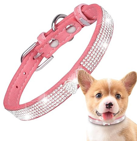 ROCKIA Glitzer Hundehalsband, Mikrofaser Strass Mädchen Katze Halsbänder, Verstellbares Katzenhalsband, Weich Reißfest Katzenhalsbänder, Atmungsaktives Strass Katzenhalsband für Hochzeit, Mädchen,