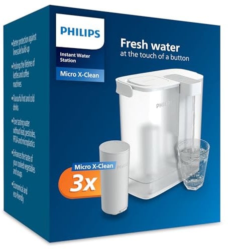 Philips Water Filtre à eau instantané, 3 filtres, filtration avancée, 1 L/min, USB-C, filtre CHLORE, PLOMB, PESTICIDES, MICROPLASTIQUES, capacité de 3 L