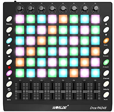 HUIOP PAD48 Controller MIDI Drum Pad USB portatile 48 pad retroilluminati RGB 8 manopole 16 pulsanti 8 cursori con cavo USB,MIDI Drum Pad Tastiera MIDI USB MIDI Controller Tastiera Controller Pad Cont