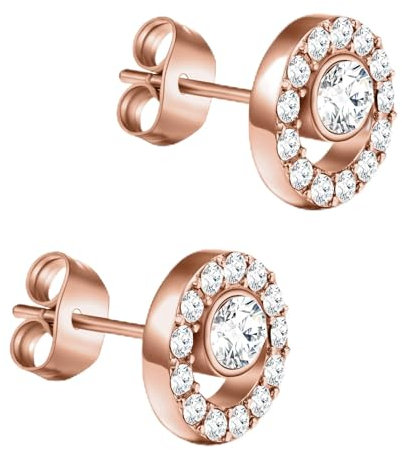 day.berlin Ohrstecker Stone 10mm in Rosegold 18k vergoldet, runde Damen Ohrringe mit Zirkonia Kristallen, 316L Edelstahl 1cm Durchmesser 3mm stark, nickelfrei & wasserfest