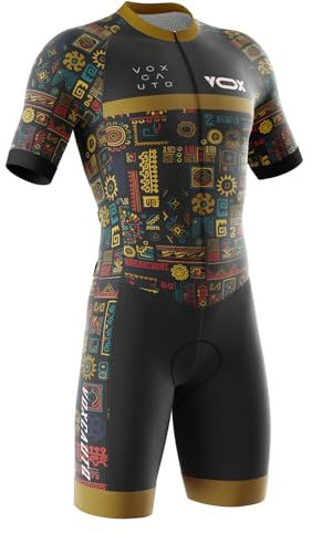 VOXCAUTQ Men's Triathlon Tri Suit Short Sleeve Quick-Drying Cycling Skinsuit,TriSuit for Swimming, for Cycling Training,Pro Trisuit und Triathlon with 3 Rear Pockets (Typ-12,L)