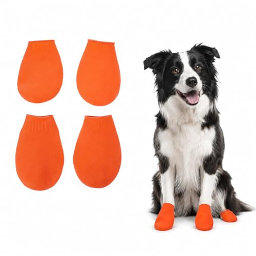 Supvox Waterproof Dog Shoes, Non-Slip Paw Protection Boots for Dogs and Cats, Robust and Dirt-Repellent Outdoor Shoes, Orange, Size