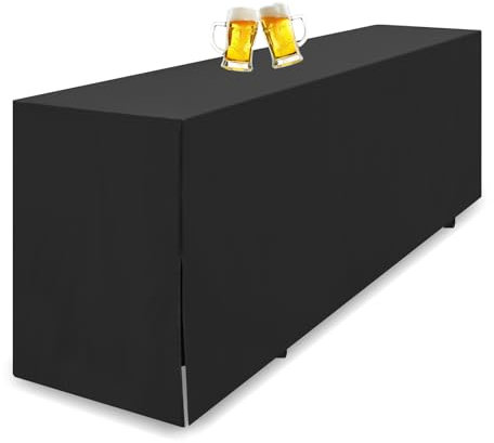 Teruntrue Biertischhusse Schwarze Biertischhusse für Bierzeltgarnitur, 220 x 50 cm, blickdichte Polyester-Biertischhusse, waschbare Tischhusse für Bankette im Freien (Schwarz)