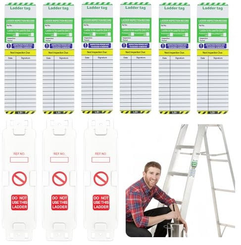 Ladder Tags,3 Holders and 6 Ladder Inspection Tag Inserts,Safety Ladder Inspection Tags and Holder Set for Indoor & Outdoor All Ladder Types Protect
