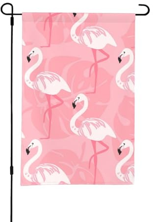 LIXLZH Drapeau de jardin imprimé flamant rose de feuilles de palmier 30,5 x 45,7 cm, drapeau personnalisé double face pour décoration de jardin extérieur